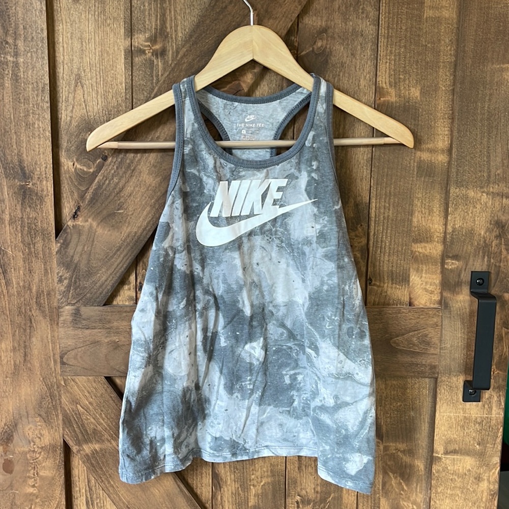 Nike The Tee girls XL tank top gray white logo